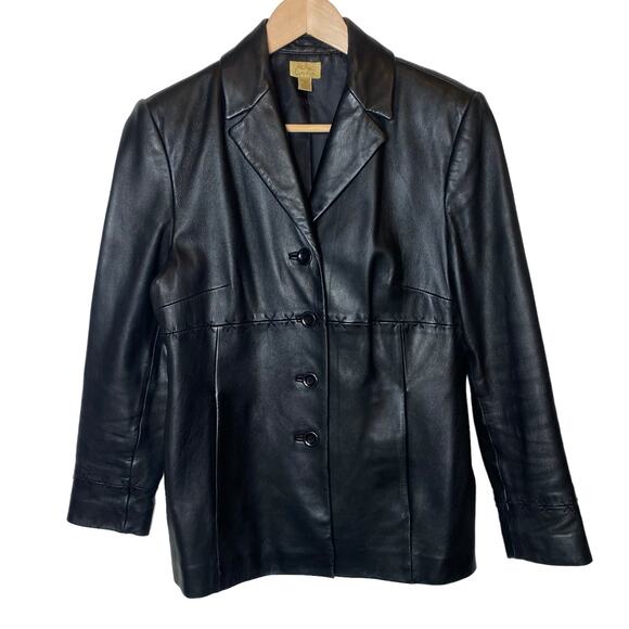Vintage Caslon Women’s Leather Jacket Black Lambskin y2k - Picture 1 of 13